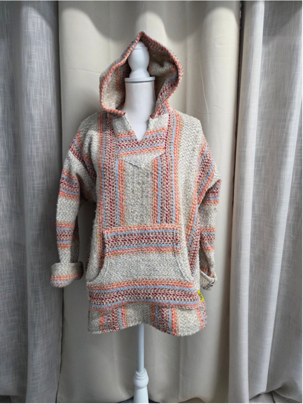 Baja Joe By Earth Ragz Mexican Hoodie Hippie Bohemiam Surf Pullover Grunge